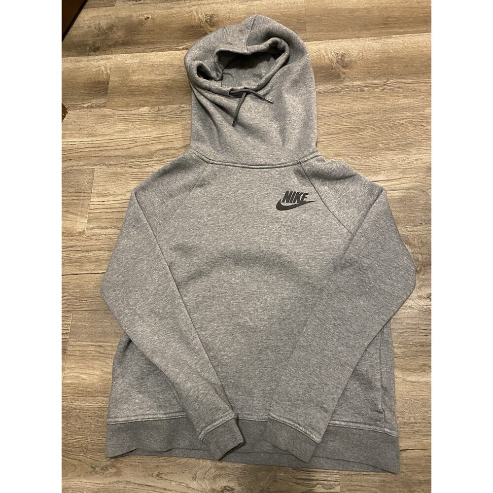 Nike Sportswear Hoodie Mens Small Gray Pullover Swoosh Logo Casual Sweatshirt